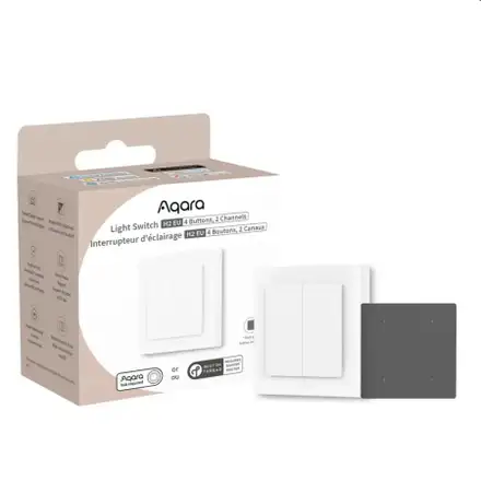 Aqara Smart Home Dvojvypínač (4x tl.,2 kanály) s 2x relé H2 EU - Zigbee a Thread