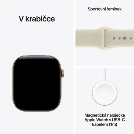 Apple Watch Series 12 GPS + Cellular 42mm Light Gold Aluminium Case with Sand Sport Band - S/M