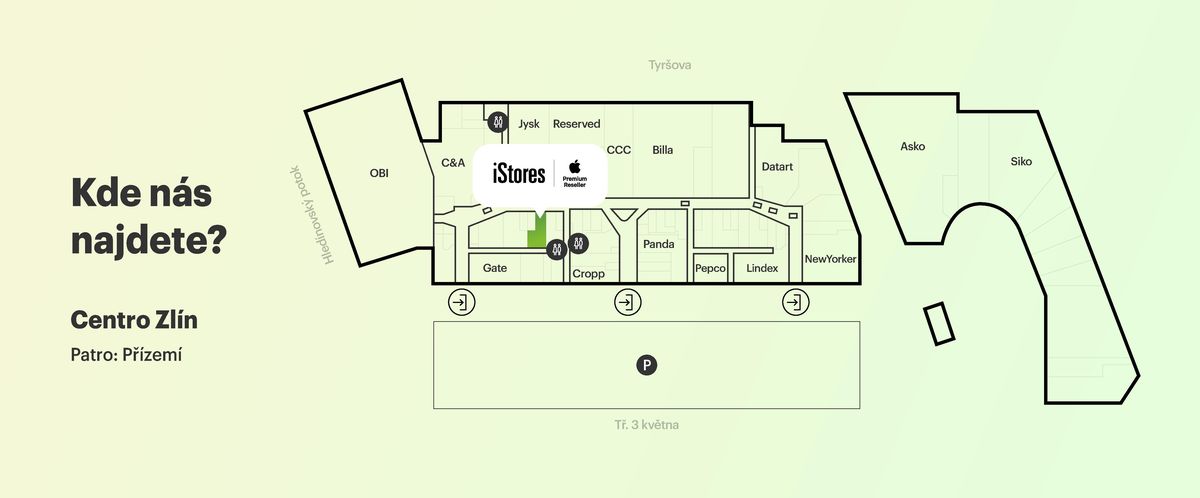 Pôdorys nákupného centra.