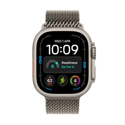Apple Watch Ultra 4 GPS + Cellular 49mm Natural Titanium Case with Natural Titanium Milanese Loop - S